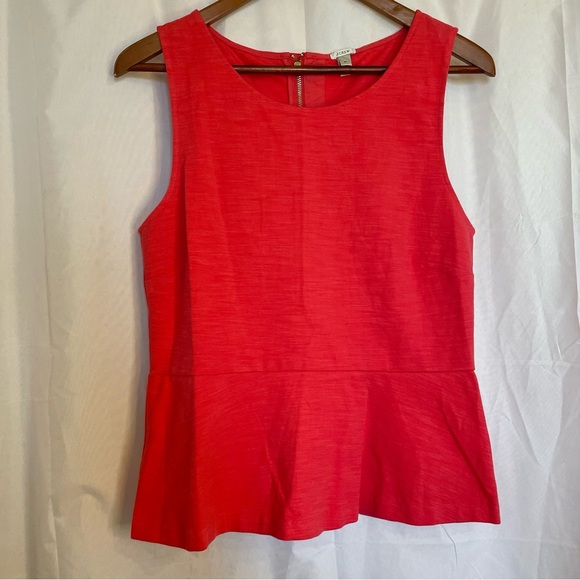 J. Crew Tops - J CREW Women’s Bright Pink Salmon Sleeveless Peplum Fit Flare Blouse Medium